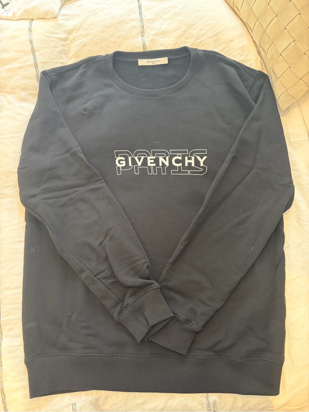 Givenchy Black Crewneck Sweatshirt with Contrasting 'Paris' Logo